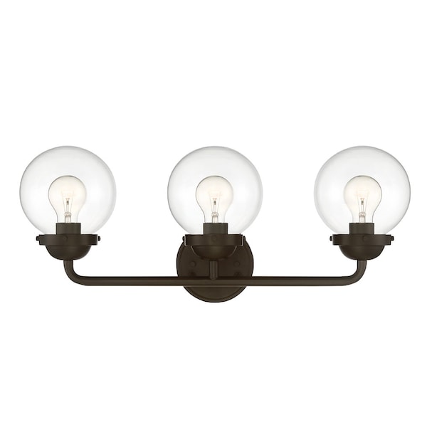 Designers Fountain Knoll 24in 3-Light Oil Rubbed Bronze Retro Modern Indoor Vanity Light with Clear Glass Shades 95903-ORB - main